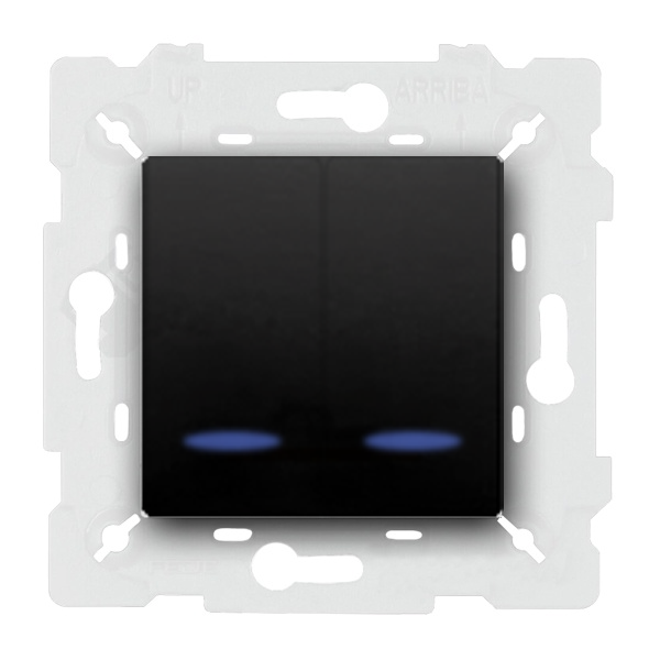  Переключатель двухклавишный (проходной) с подсветкой Fede Vintage Porcelain Черный (в сборе)